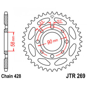 Couronne JT SPROCKETS 49 dents acier pas 428 type 269