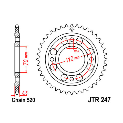 Couronne JT SPROCKETS 36 dents acier pas 520 type 247