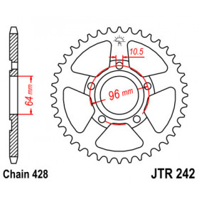 Couronne JT SPROCKETS 53 dents acier pas 428 type 242