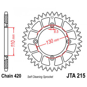 Couronne JT SPROCKETS 50 dents alu ultra-light anti-boue pas 420 type 215 Honda