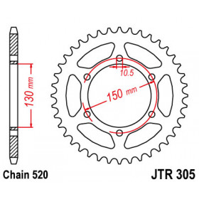 Couronne JT SPROCKETS 46 dents acier ultra-light anodisé dur pas 520 type 305