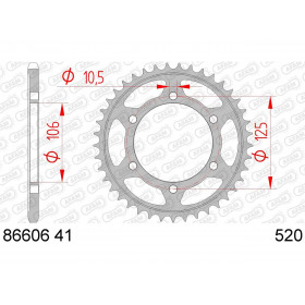 Couronne AFAM 41 dents acier pas 520 type 86606 Triumph Street Twin 900