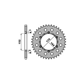 Couronne PBR 47 dents acier standard pas 520 type 856