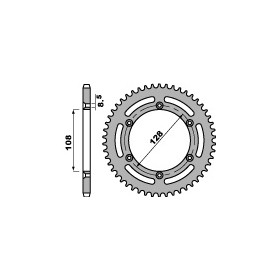 Couronne PBR 57 dents acier standard pas 428 type 4488