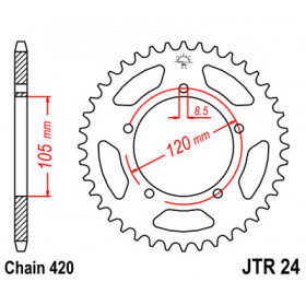 Couronne JT SPROCKETS 51 dents acier pas 420 type 24 Aprilia RX50