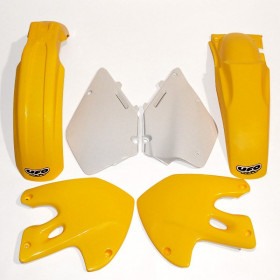 Kit plastique UFO couleur origine jaune/blanc Suzuki RM125/250