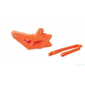 Kit guide chaîne + patin de bras oscillant POLISPORT orange KTM