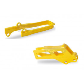 Kit guide chaîne + patin de bras oscillant POLISPORT jaune Suzuki