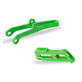 Kit guide chaîne + patin de bras oscillant POLISPORT vert Kawasaki KX450F