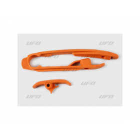 Kit patin de bras oscillant + patin de chaîne inférieur UFO orange KTM