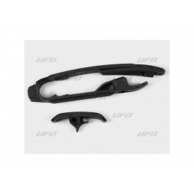 Kit patin de bras oscillant + patin de chaîne inférieur UFO noir KTM