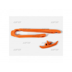 Kit patin de bras oscillant + patin de chaîne inférieur UFO orange KTM