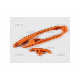 Kit patin de bras oscillant + patin de chaîne inférieur UFO orange  KTM